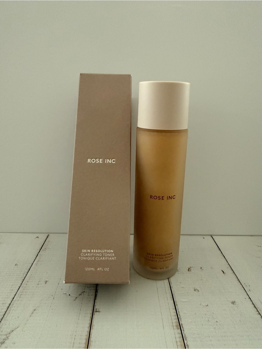 Rose Inc Beige Frosted Toner Bottle with Cream Cap